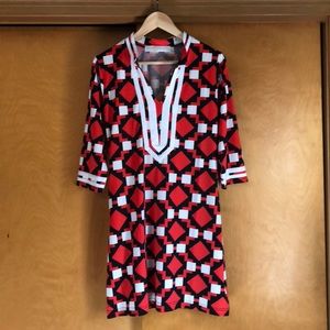 Tracy Negoshian Geometrical 3/4 sleeve dress